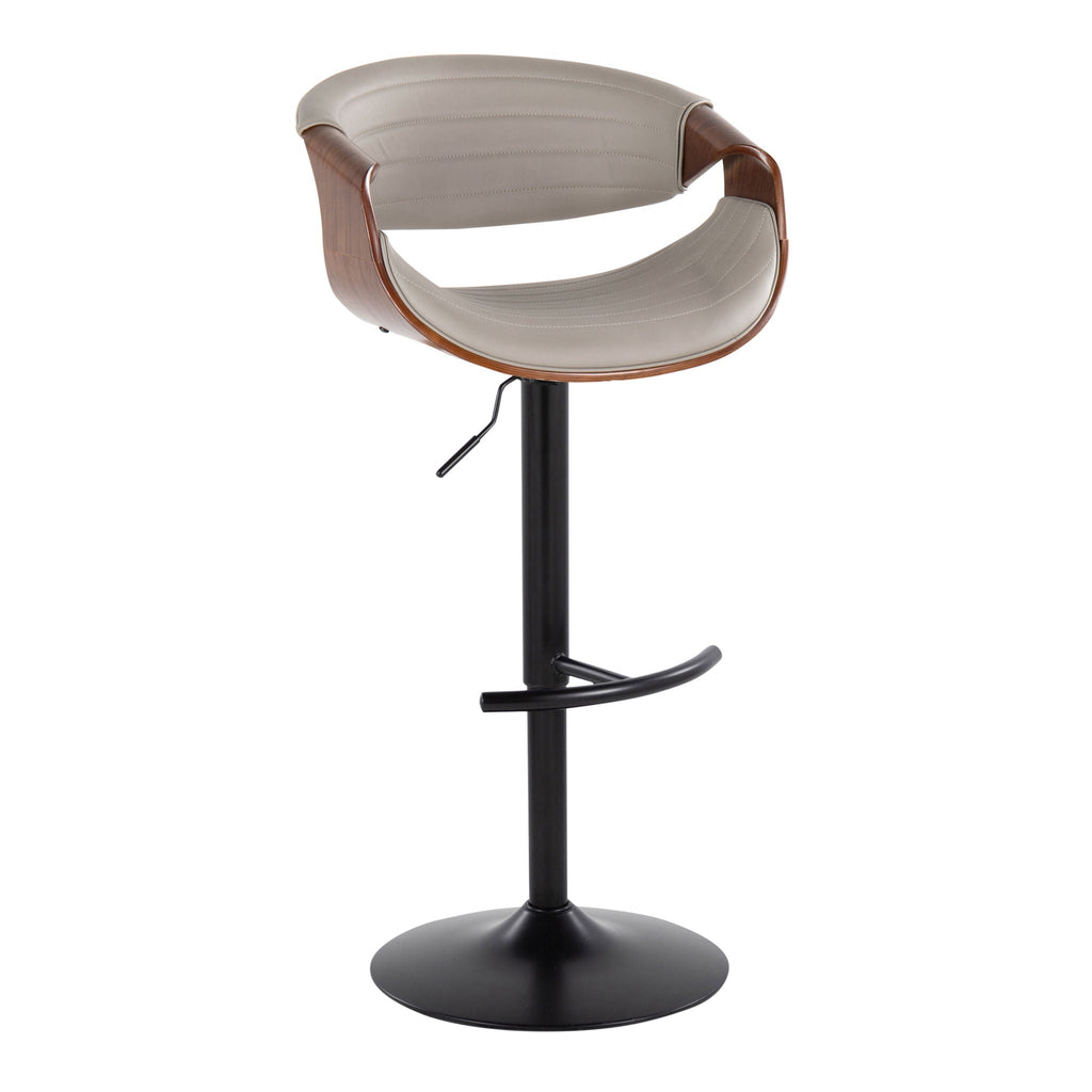 Symphony Mid Century Modern Adjustable Barstool Set with Swivel and T Footrest - Black, Beige, Pearl Silver
