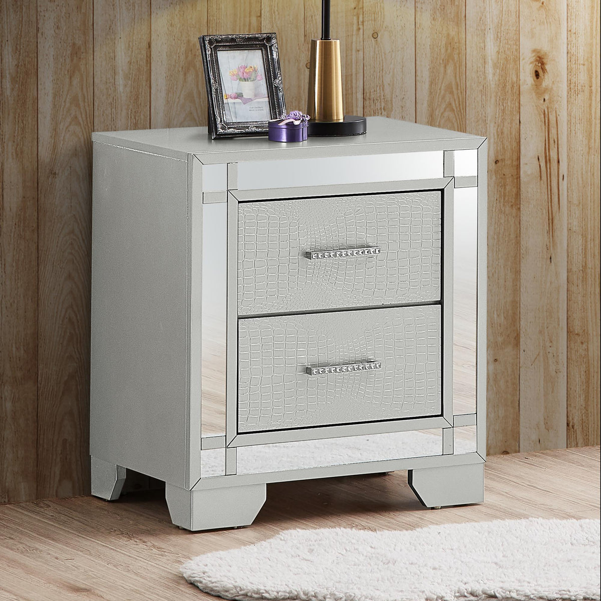 Silver Champagne Nightstand with Durable Construction - Madison