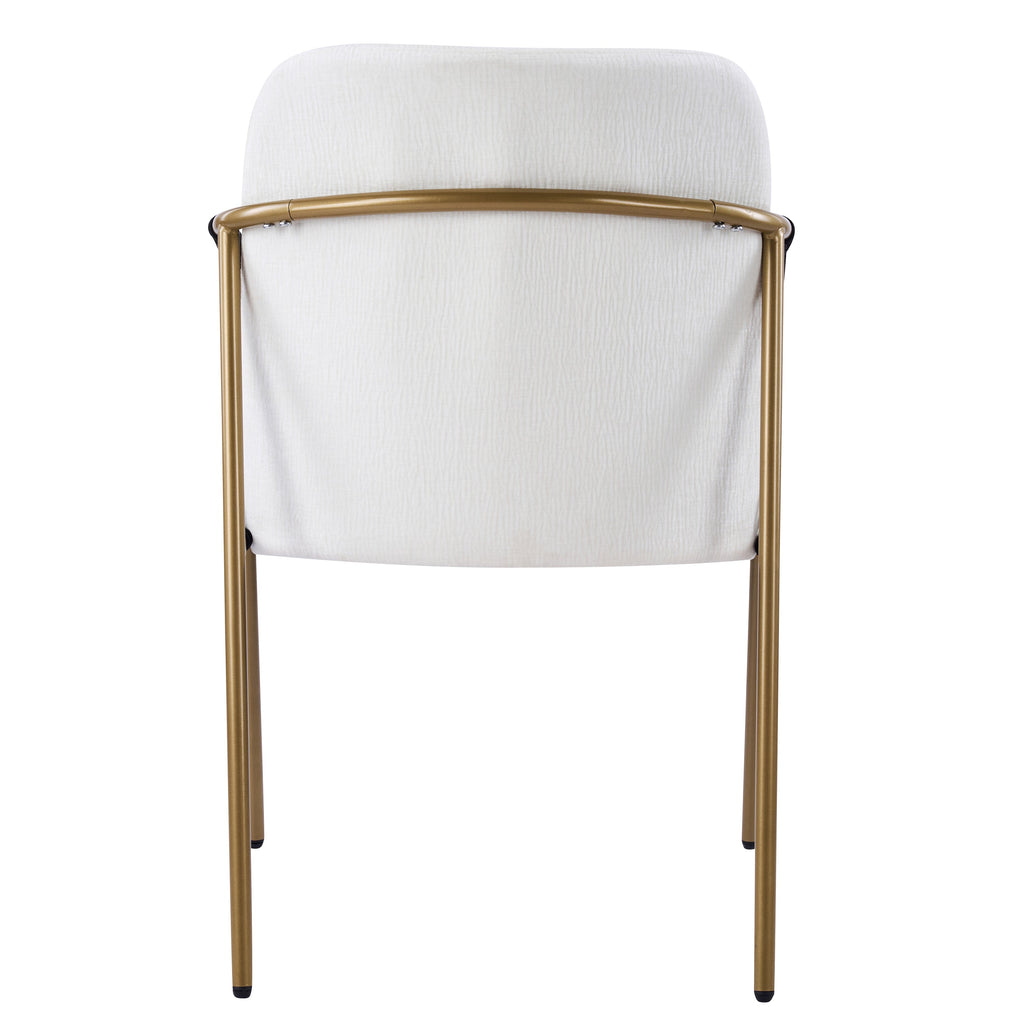 Modern Glam Upholstered Dining Chairs with Gold Frame - Beige