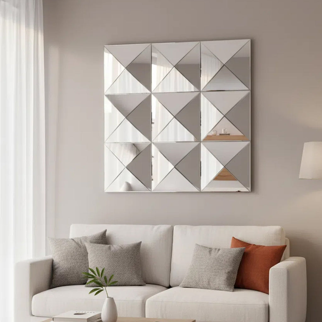 3D Mirror Wall Decor with Beveled Glass - 31.5"