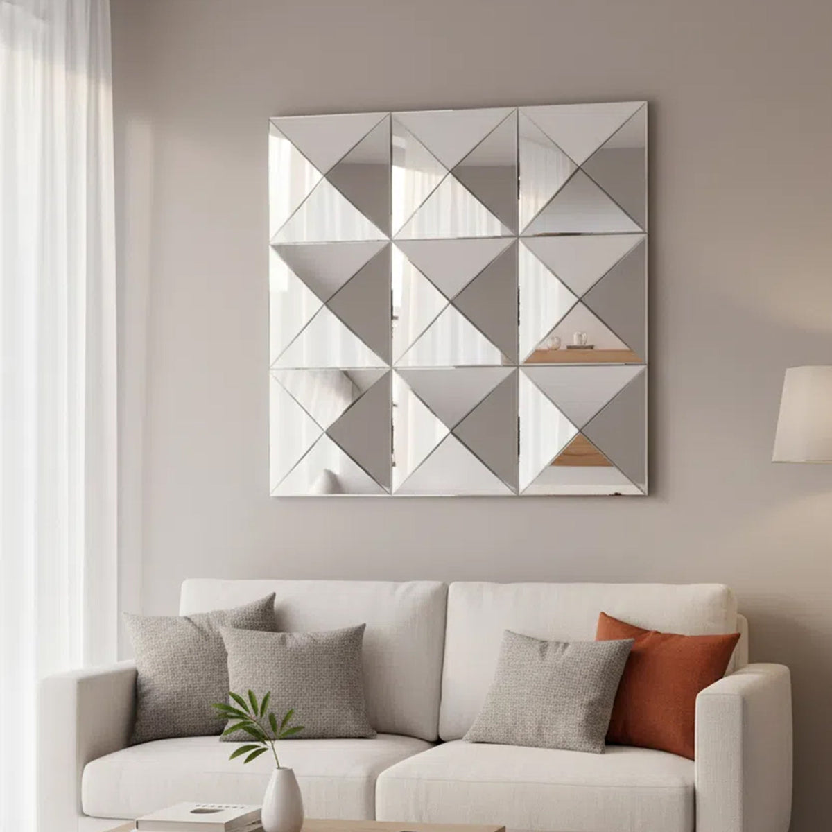 3D Mirror Wall Decor with Beveled Glass - 31.5"