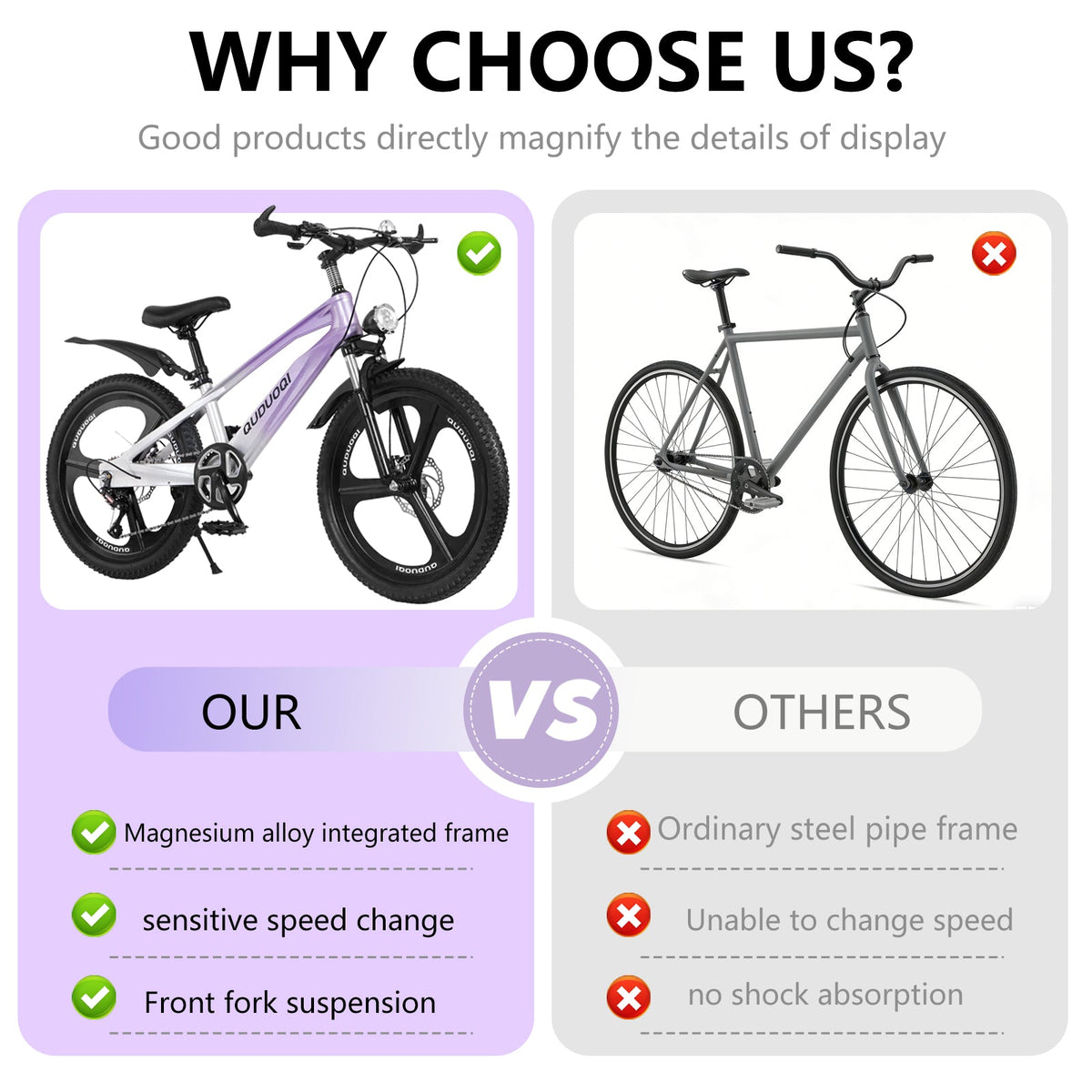 20 Inch Kids Mountain Bike with Magnesium Alloy Frame - Black