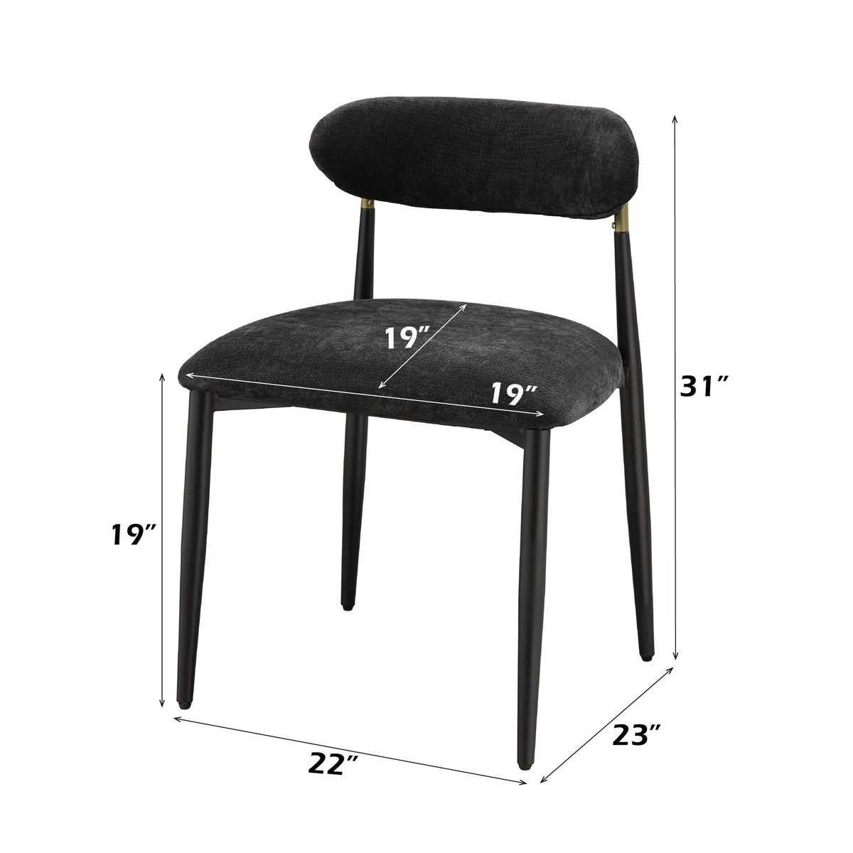 Side Chair Set with Metal Frame and Padded Armrests - Black or Beige