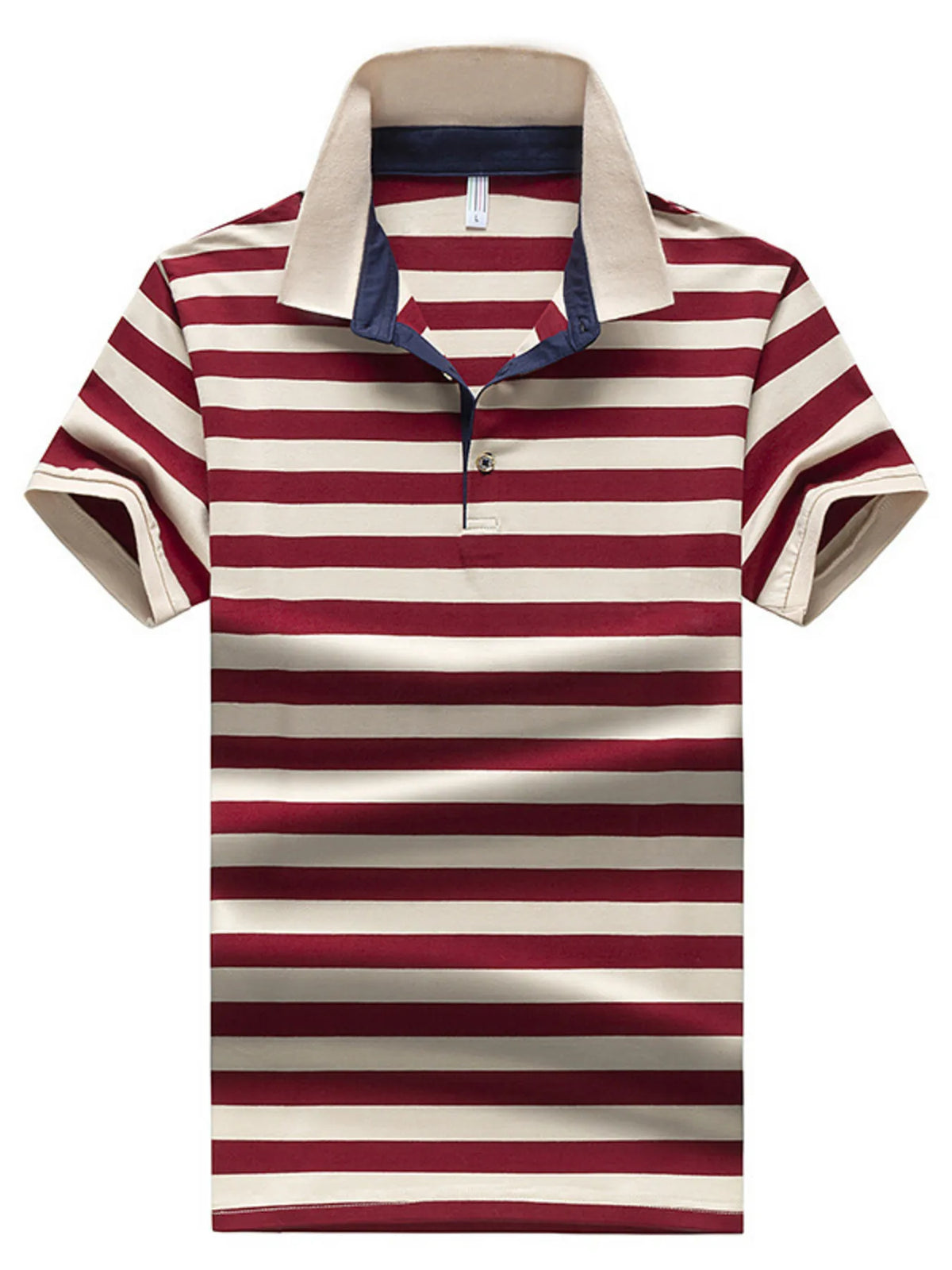 Men's Plus Size Striped Short Sleeve Polo Shirt