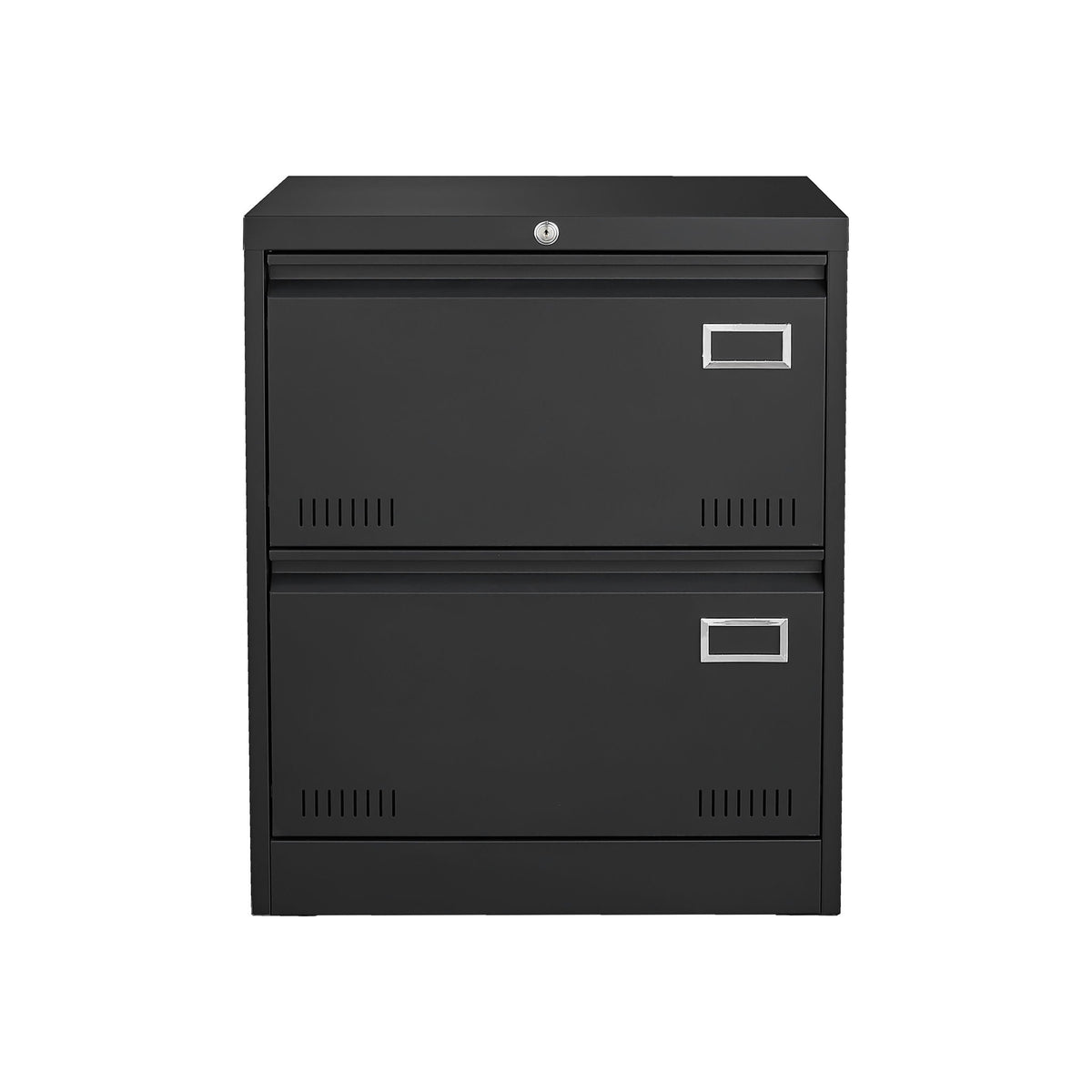 Black Metal Lateral Filing Cabinet with Lock – 2 Drawer Office File Cabinet
