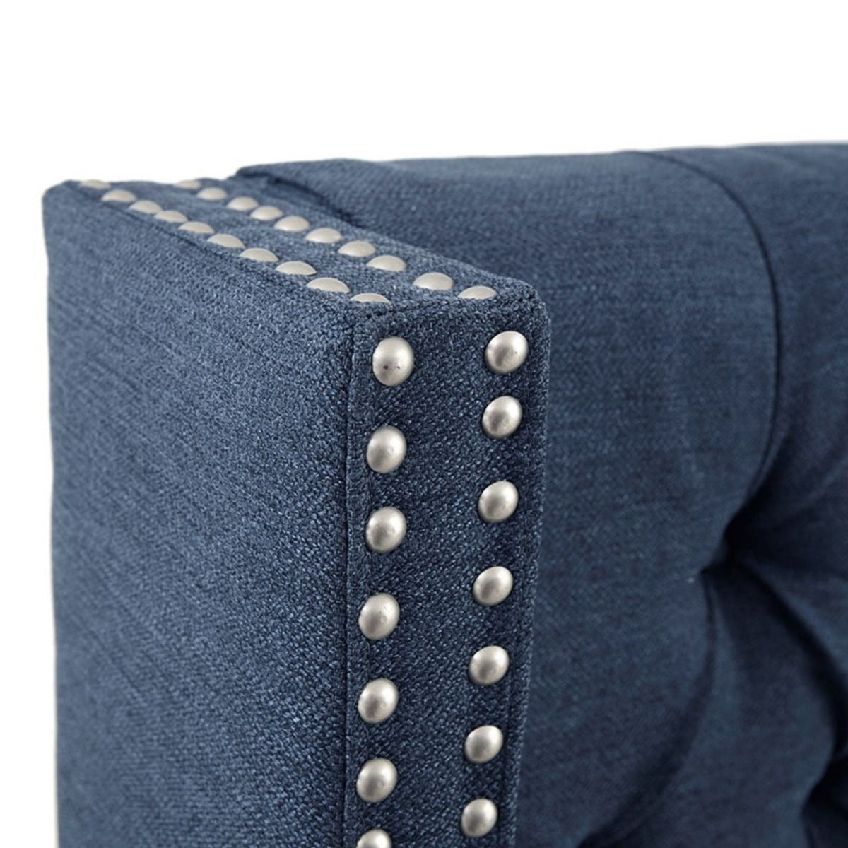 Transitional Upholstery Headboard with Tufted Buttons and Nailhead Trim - Queen, Gray or Blue