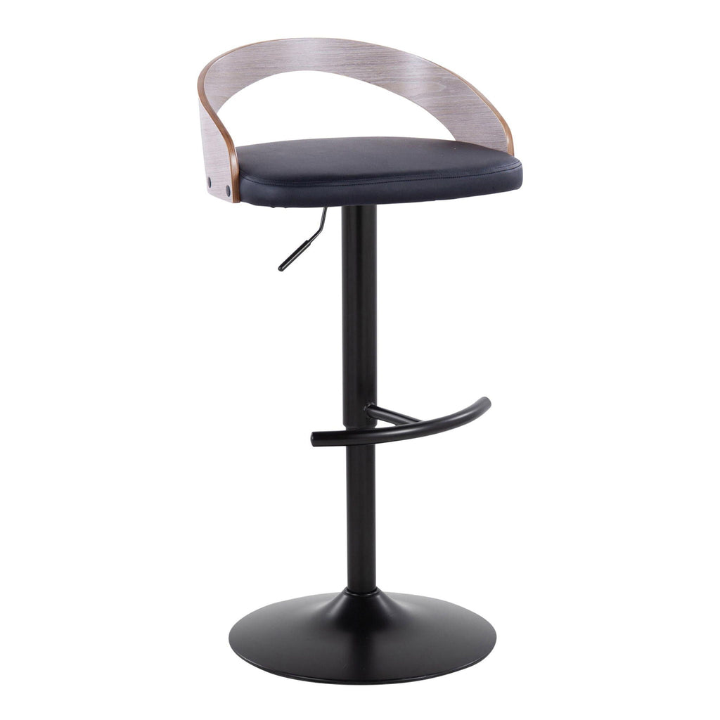 Adjustable Swivel Barstool Set with Cushioned Seat and T Footrest - White or Black