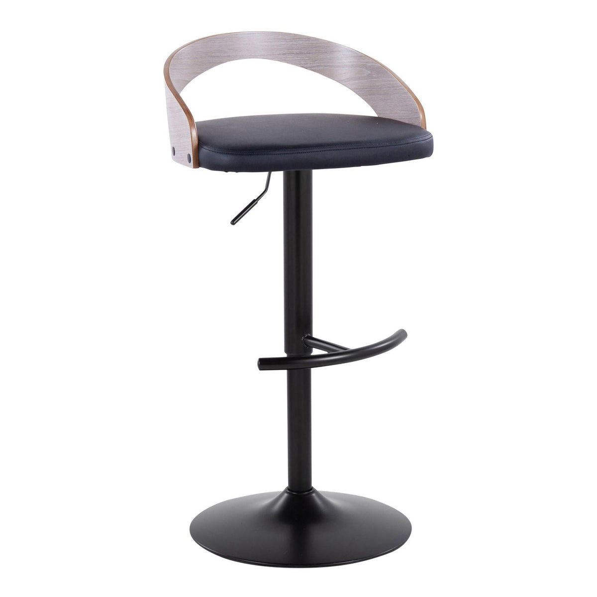 Adjustable Swivel Barstool Set with Cushioned Seat and T Footrest - White or Black