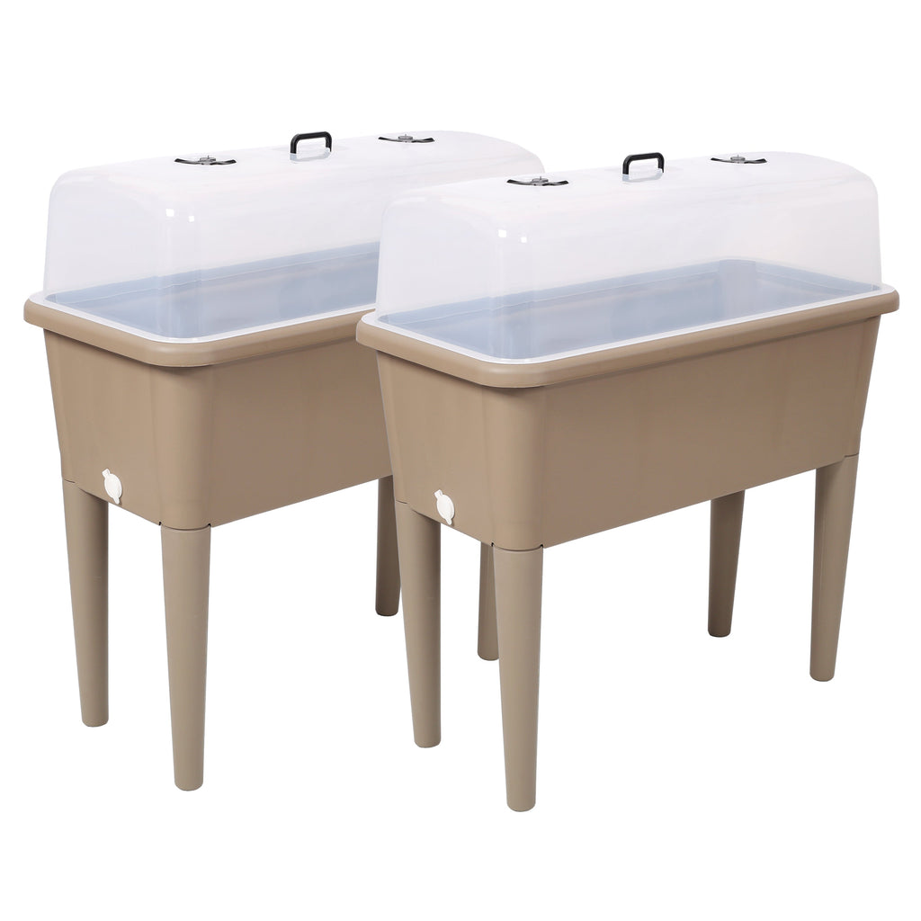 Raised Garden Bed with Ventilated Greenhouse Lid - 2PCS, Plastic