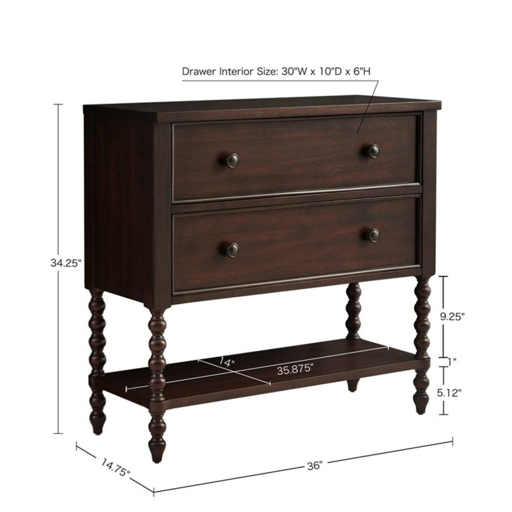 Signature Beckett 2 Drawer Accent Chest with Solid Wood Frame - Dark Brown or Beige