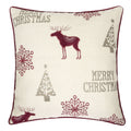 Merry Christmas Embroidered Poly Pillow with Festive Embroidery - Red