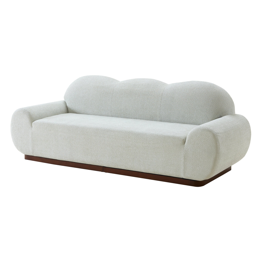 Boucle Curved 3-Seater Sofa with Round Arms - Light Upholstery