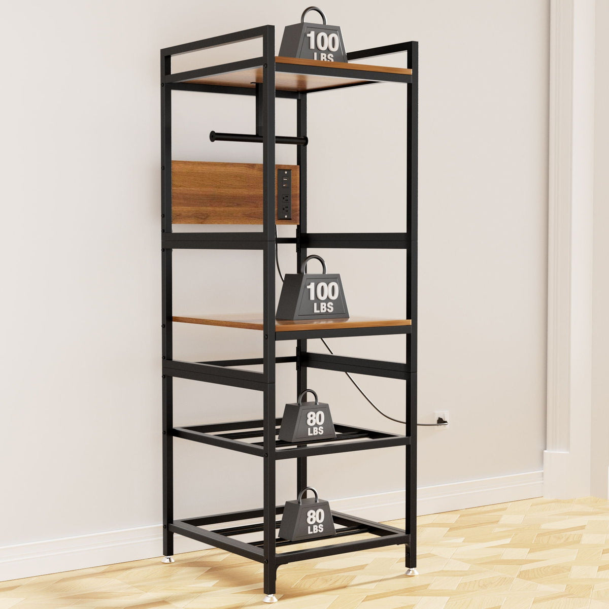 3D Printer Stand with Filament Storage and Power Panel - Black