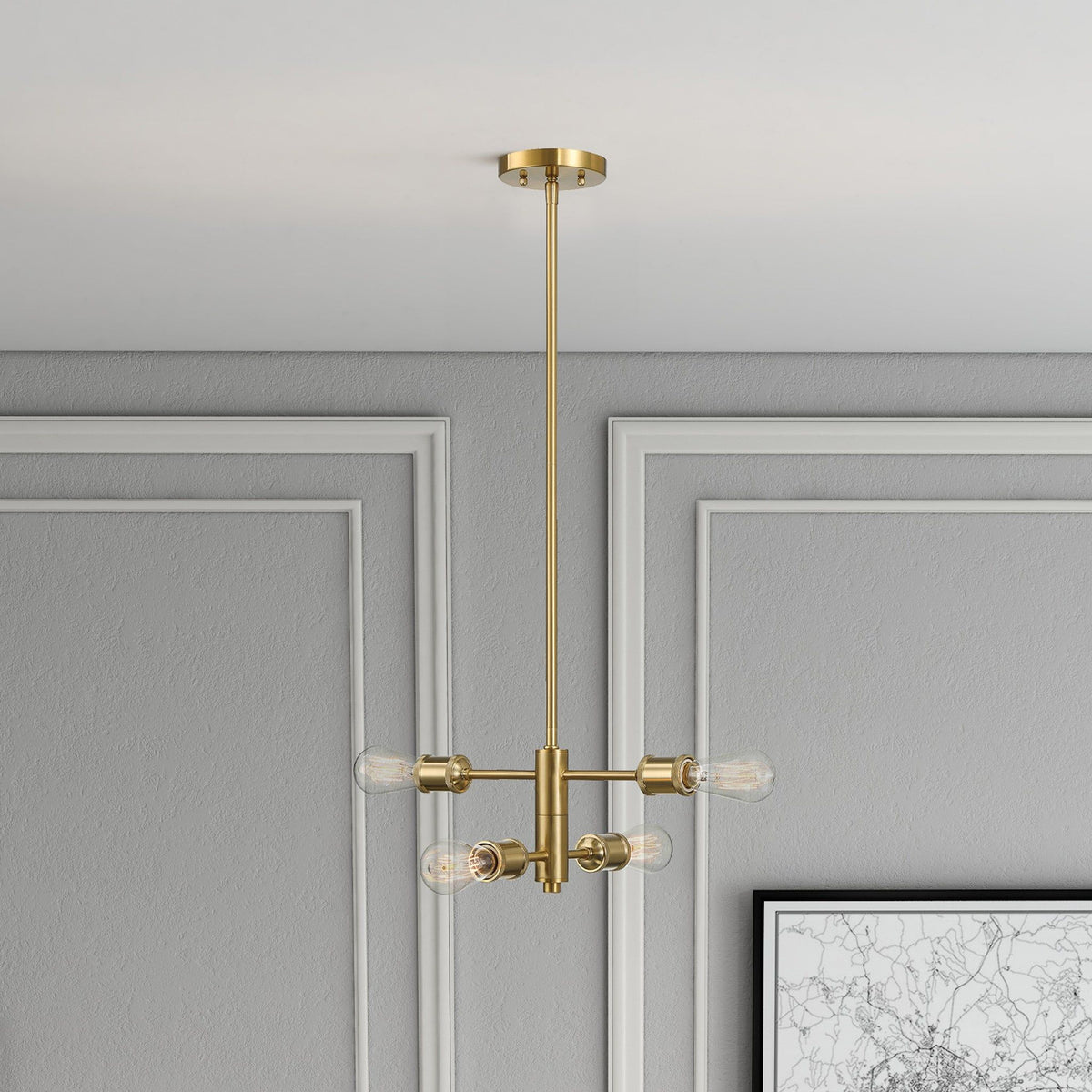 Trellis - 4 Lights Modern Gold Chandelier