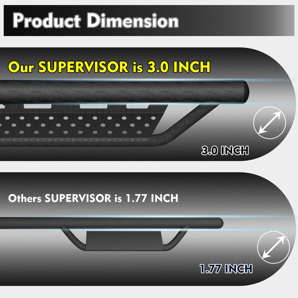 Running Boards for Ford SuperCrew Cab with Non-Slip Surface - Carbon Steel