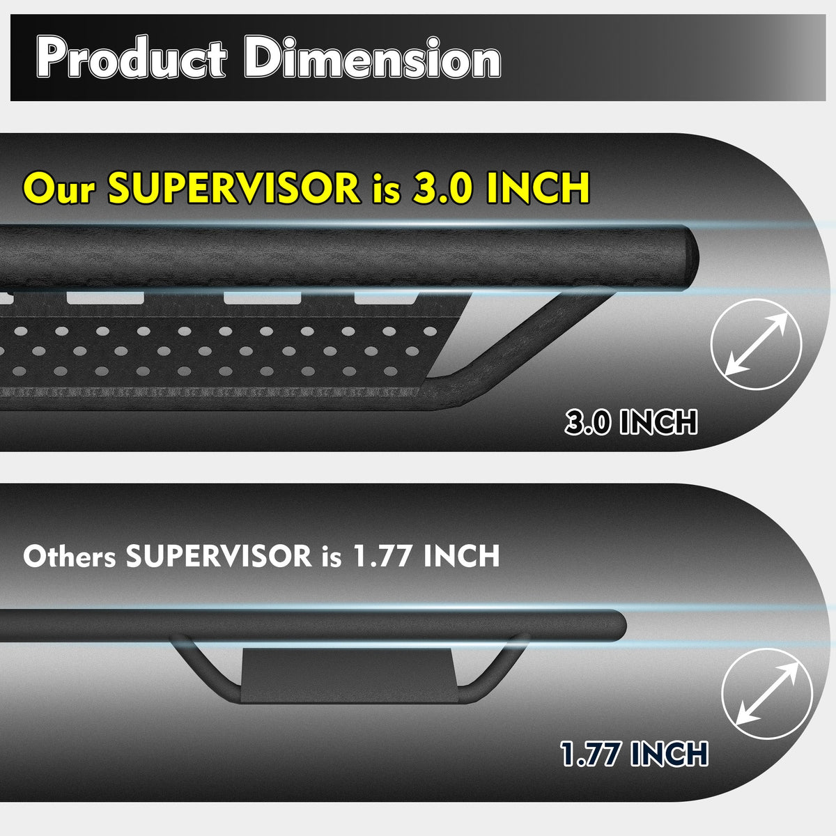 Running Boards for Ford SuperCrew Cab with Non-Slip Surface - Carbon Steel