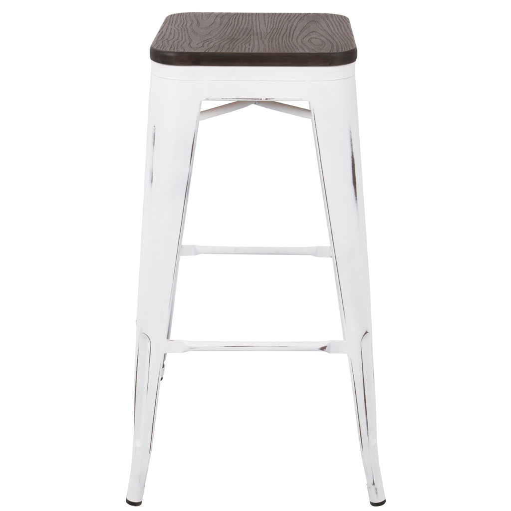 Contemporary Barstool Set of 2 with Stackable Design - Black or White