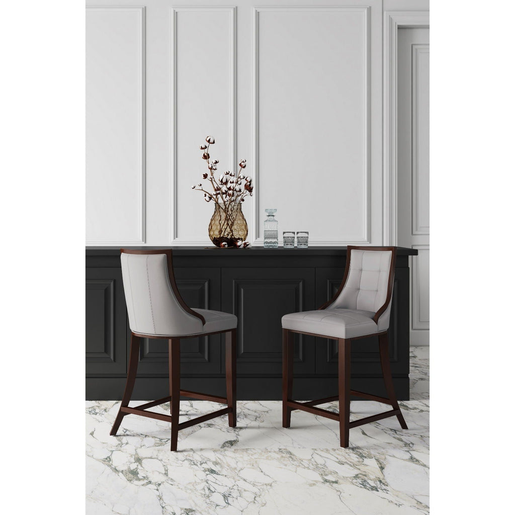 White Bar Height Stool with Solid Wood Frame - Traditional Design