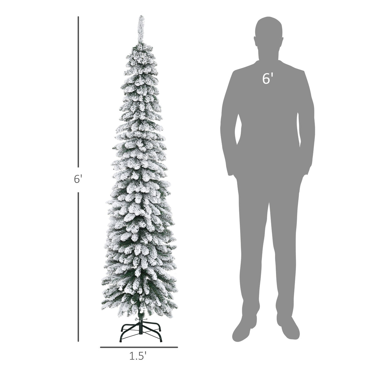 6' Snow Flocked Artificial Christmas Tree with Realistic Branches - White
