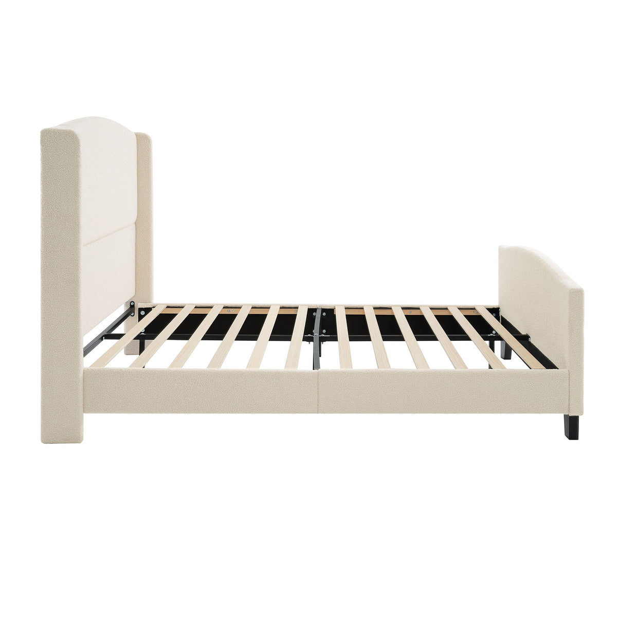 Platform Bed Frame with Tall Headboard and High Footboard - White or Gray