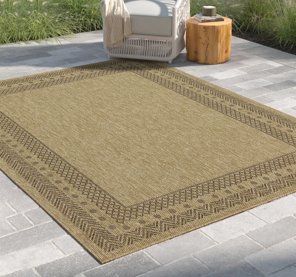 Light Brown Polypropylene Area Rug with Stain Resistance - Indoor & Outdoor