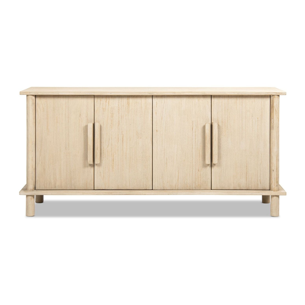 Natural Reclaimed Wood 4 Door Sideboard with Streamlined Storage - Natural