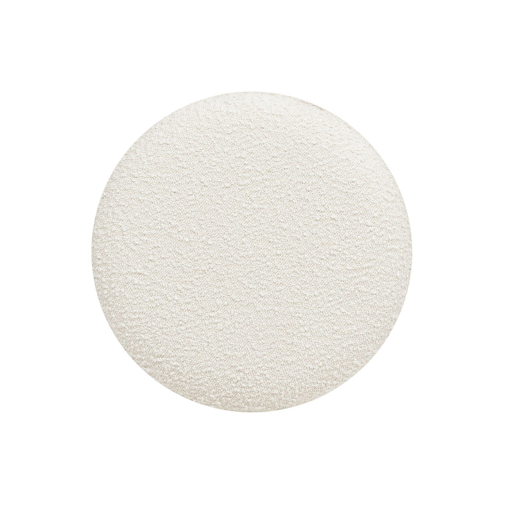 Round Upholstered Ottoman with Handmade Artisanal Quality - White