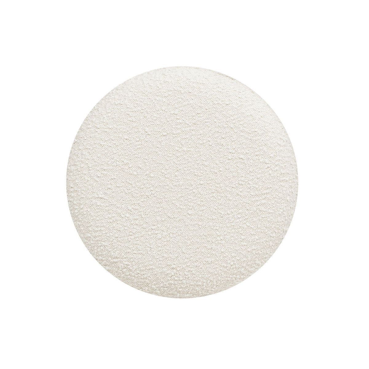 Round Upholstered Ottoman with Handmade Artisanal Quality - White