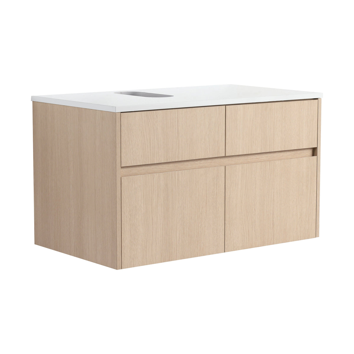 32-Inch Wall-Mounted Bathroom Vanity with Soft Close Doors - White Oak