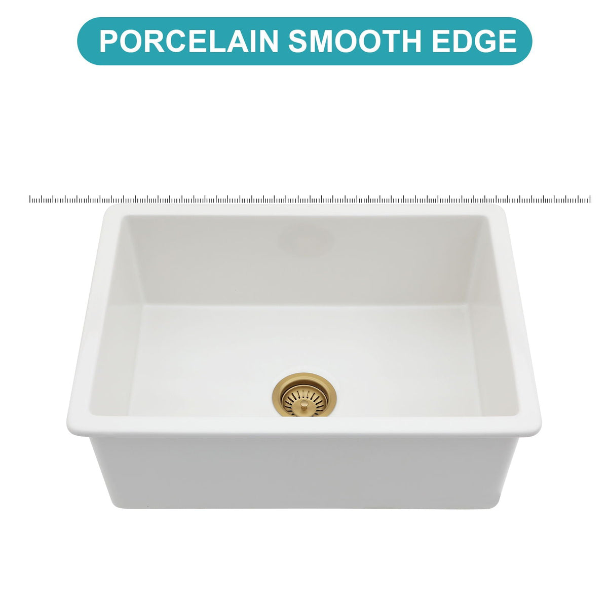 Single Bowl Ceramic Undermount Kitchen Sink with Dual Mount - White