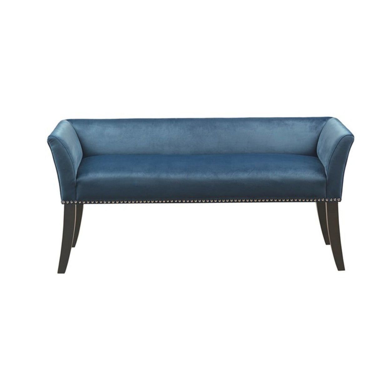 Welburn Upholstered Bench with Low Back and Flared Arms - Blue, Light Blue, or Beige