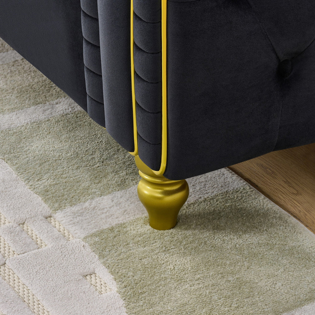 Modern Velvet Loveseat Sofa with Button Tufting