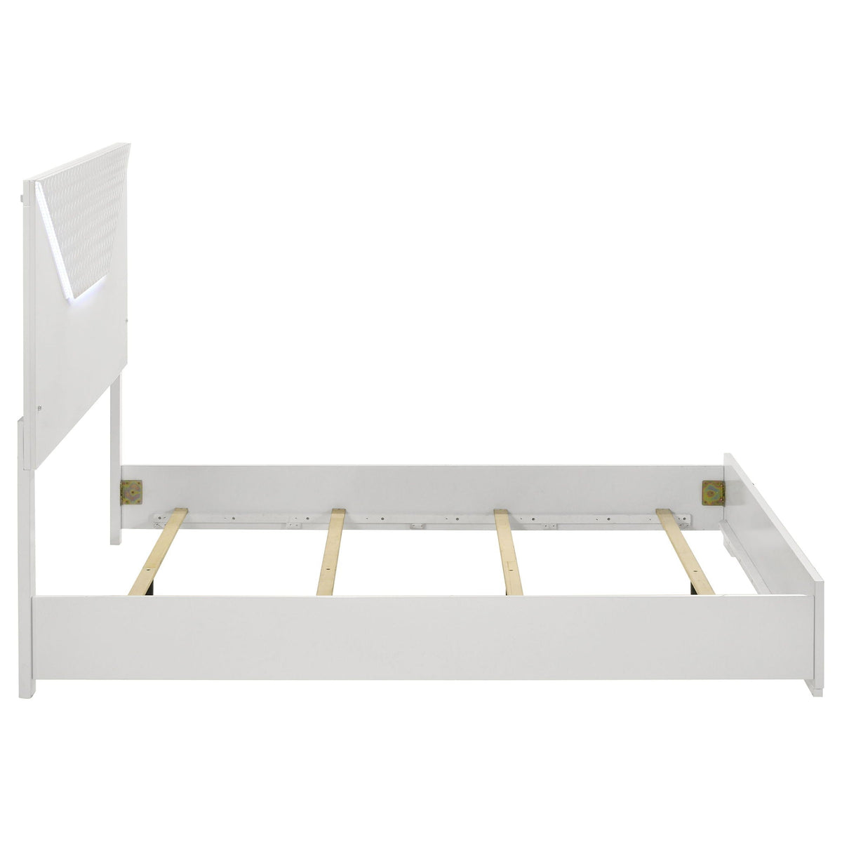 Pierce Panel Bed with LED Headboard - High Gloss Finish - White or Dark Gray