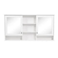 Wall Mount Mirror Cabinet with Adjustable Shelves - White