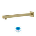 Wall Mounted Shower Arm with Flange – 16" Stainless Steel - Gold, Black, Gray