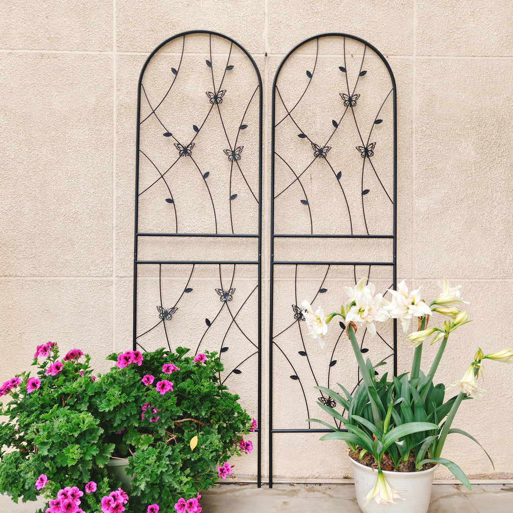 Metal Garden Trellis 4 Pack with Rustproof Finish - Black