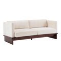 77 in. Square Arm Modern 3 Seater Boucle Sofa with Solid Wood Base - Beige
