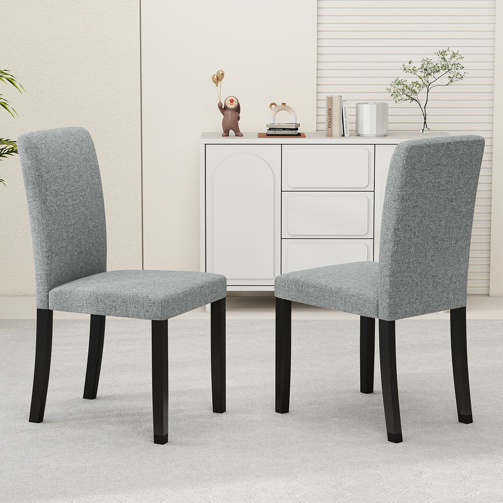 Dining Chair Set of 2 Mid-Century Modern Chairs with Rubber Wood Legs-Gray
