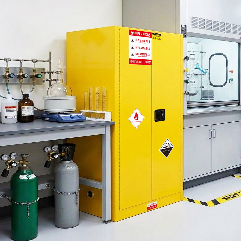 45 Gal Flammable Safety Cabinet with Double-Walled Steel - Yellow