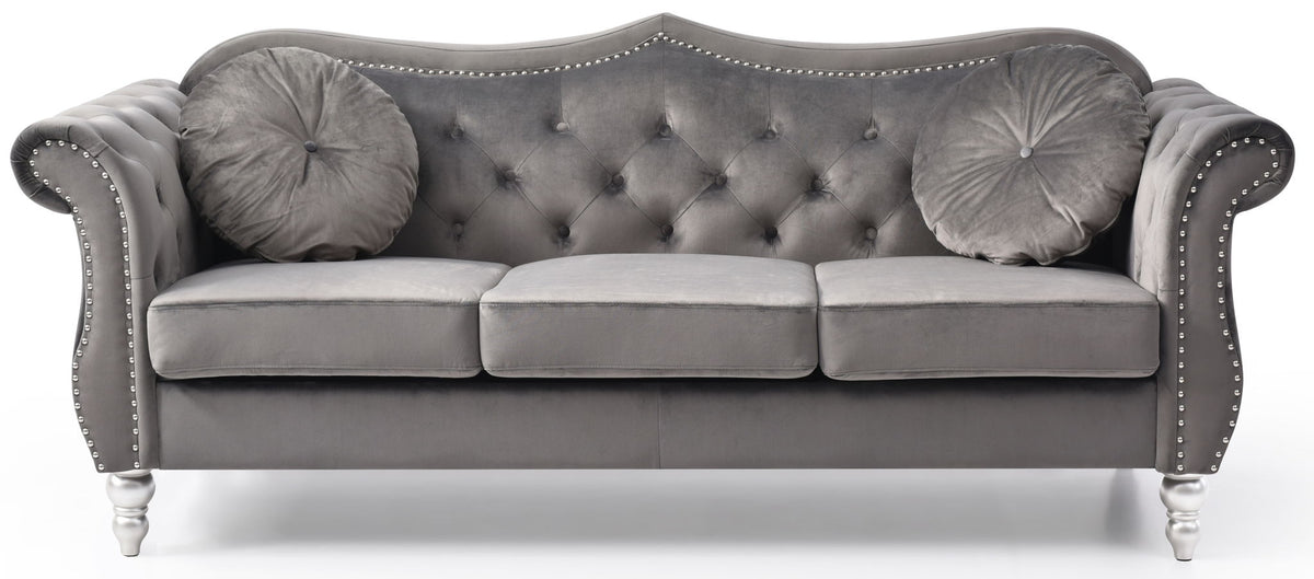 Hollywood Sofa with Tufted Back and Nailhead Trim - Multiple Colors