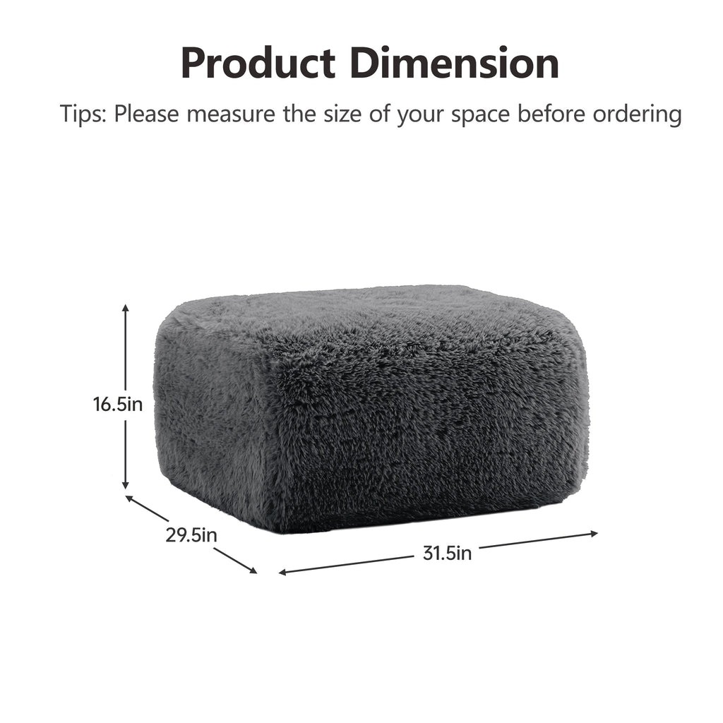 Plush Fabric Ottoman with Cloud-Like Comfort - Dark