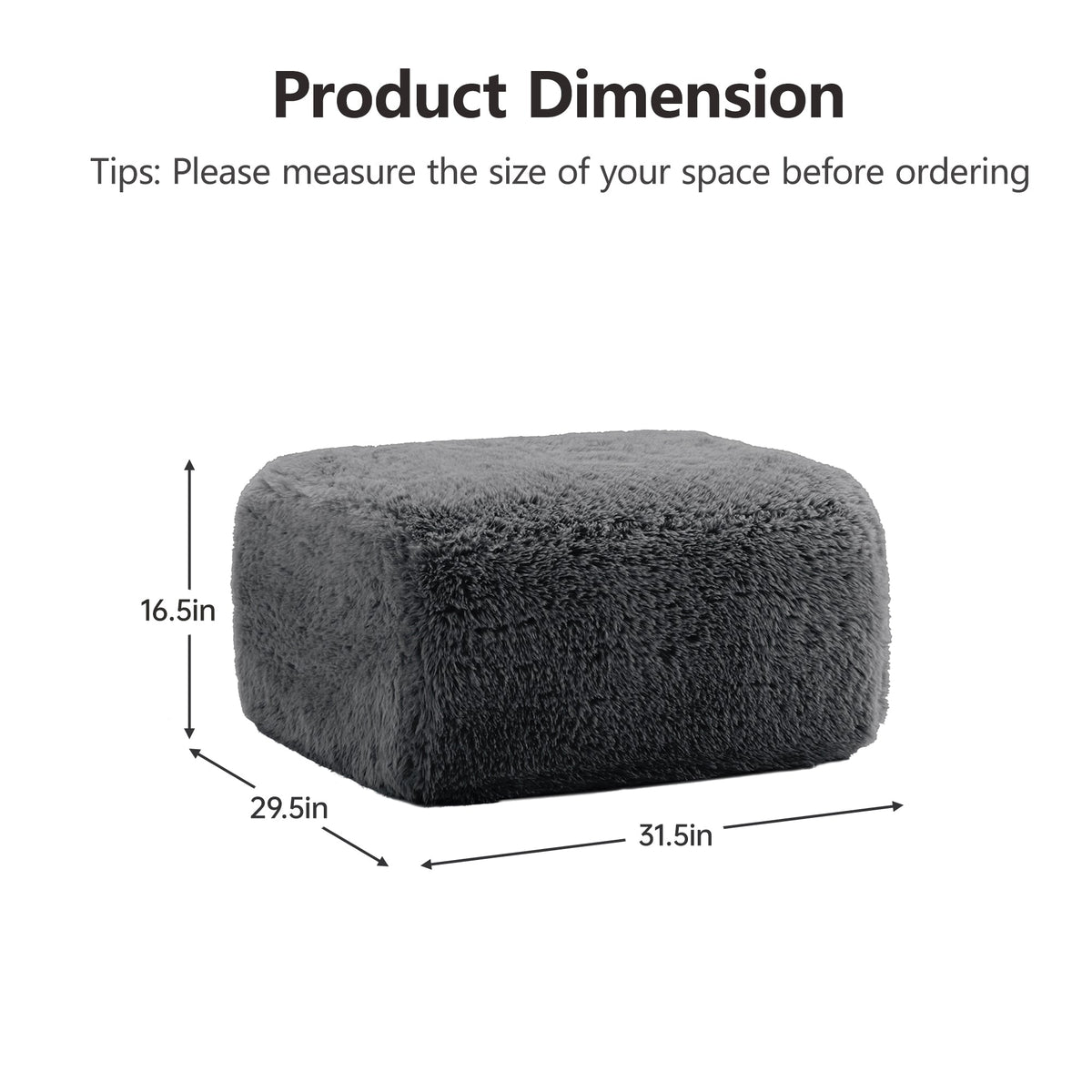 Plush Fabric Ottoman with Cloud-Like Comfort - Dark