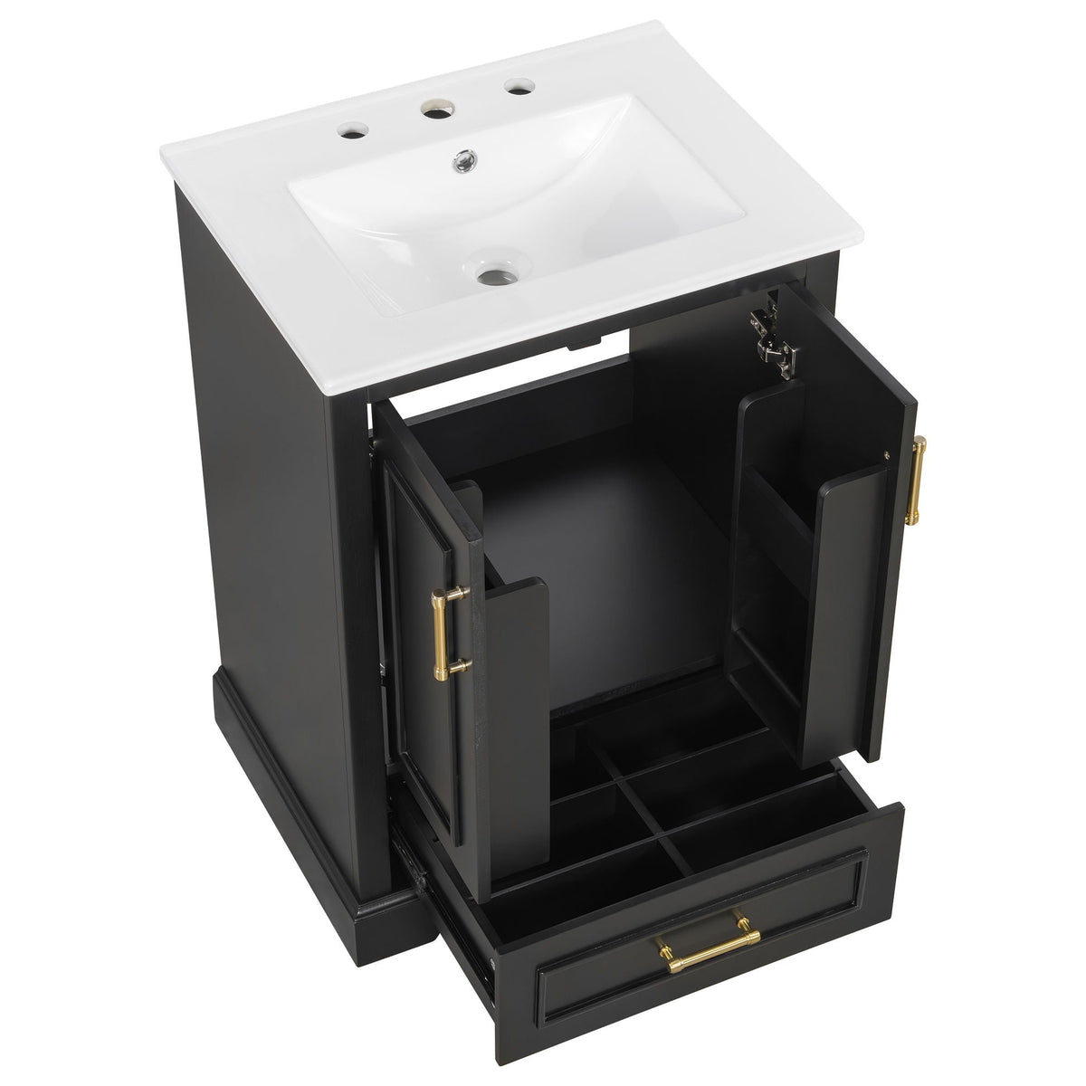 Bathroom Vanity with Sink and Soft Close Doors - White, Black, Green, or Gray