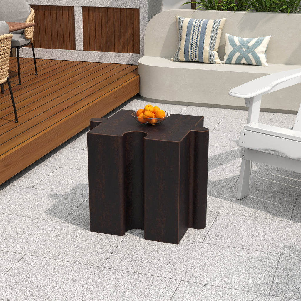 Puzzle Art Side Table with Modular Concave Edge - Magnesium Oxide