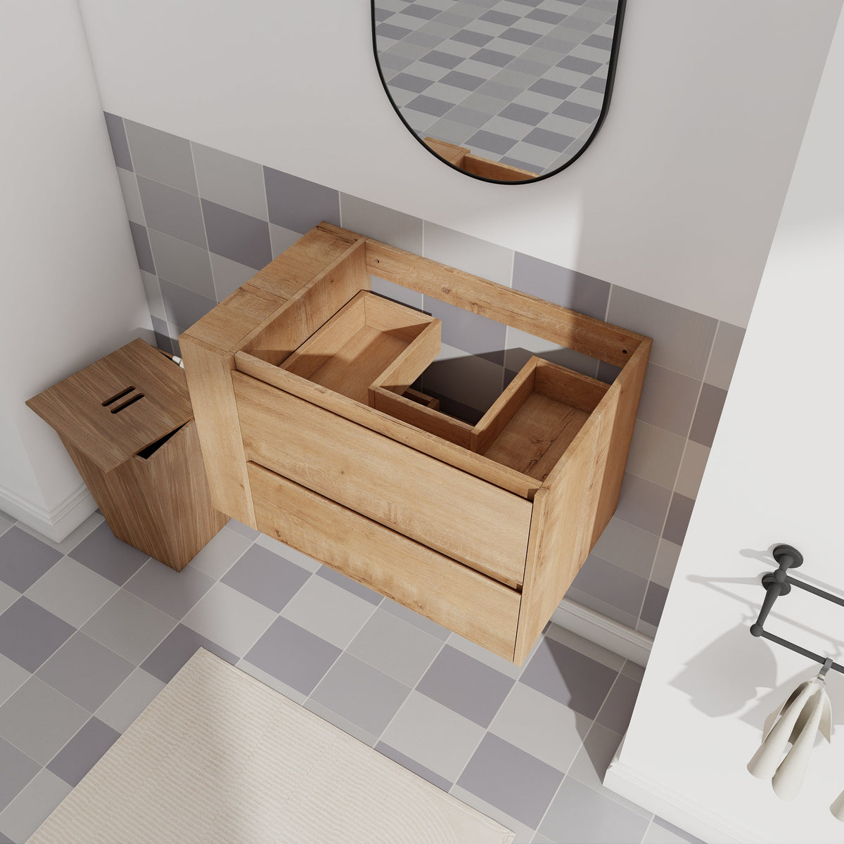 30" Wall Mount Bathroom Vanity with Soft Close Drawer - Imitative Oak