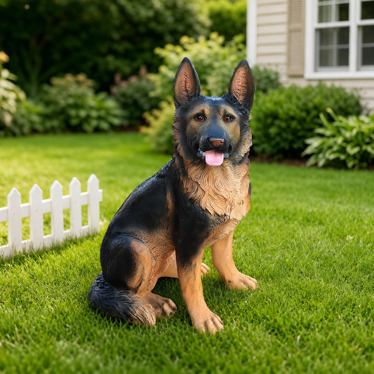 German Shepherd Dog Statue with Realistic Detail - Outdoor Resin