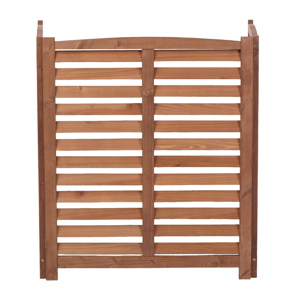 3 Panel Outdoor Wooden Air Conditioner Fence with Privacy Screen - Light Brown or Dark Gray