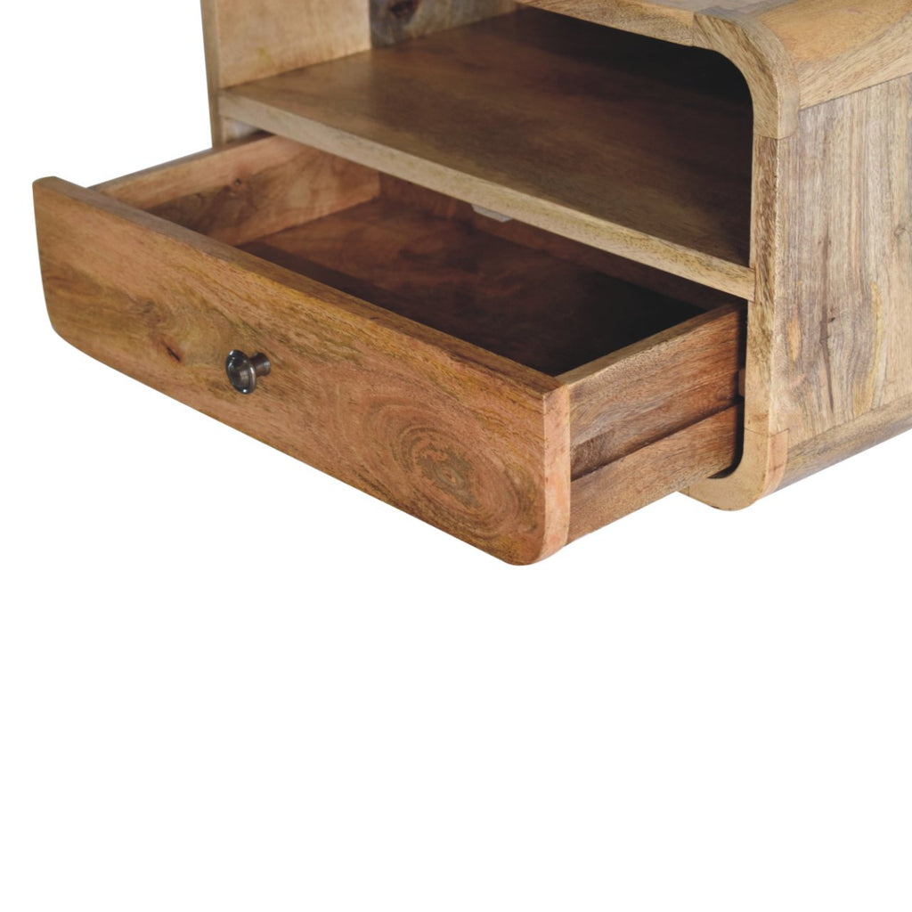 Large Floating Bedside Nightstand with Drawer and Open Slot - Oak-ish