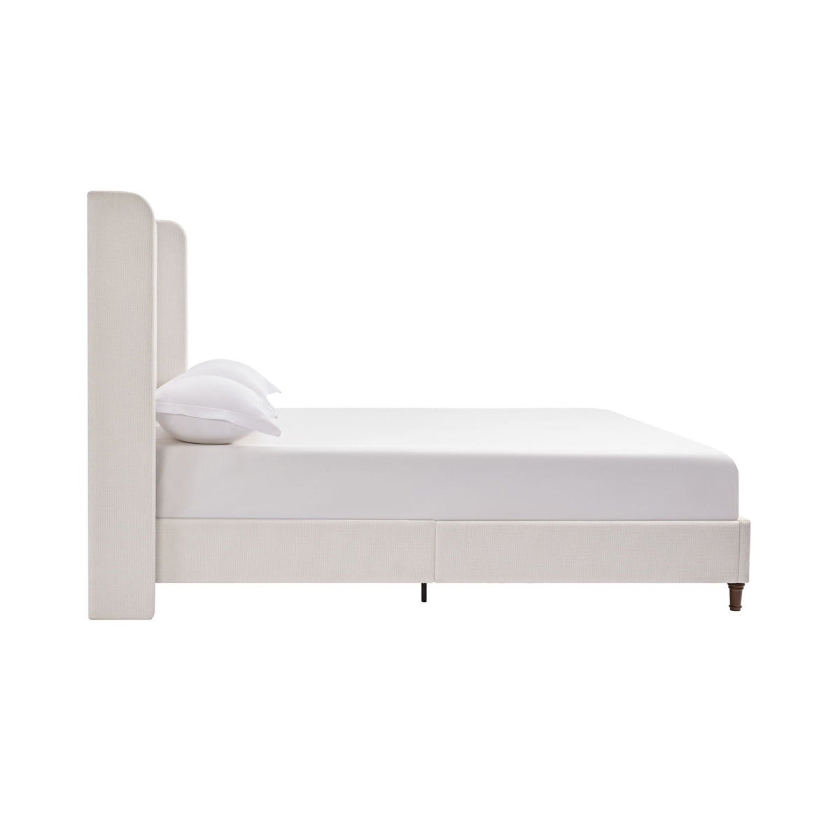 Tall Headboard Upholstered Bed with No Box Spring Needed - Cream
