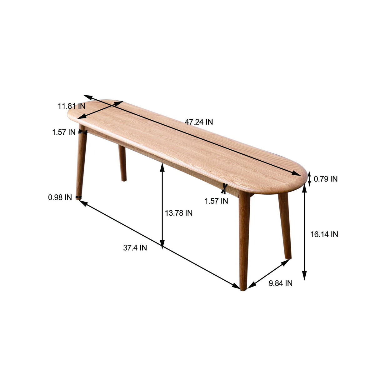 Dining Bench with Versatile Sizing - Light Brown or Dark Brown